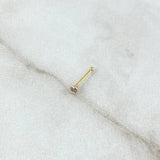 Piercing Chispa Fija Bisel 0.1gr / 1cm / Circon Violeta Oro Amarillo 18K (Joya)