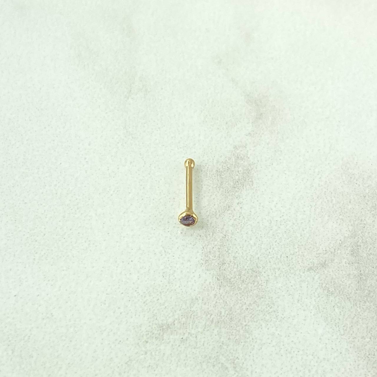 Piercing Chispa Fija Bisel 0.1gr / 1cm / Circon Violeta Oro Amarillo 18K (Joya)