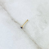 Piercing Chispa Fija Bisel 0.1gr / 1cm / Circon Azul Rey Oro Amarillo 18K (Joya)
