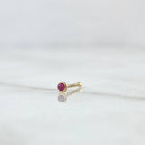 Piercing Chispa Fija Bisel 0.1gr / 1cm / Circon Fucsia Oro Amarillo 18K (Joya)