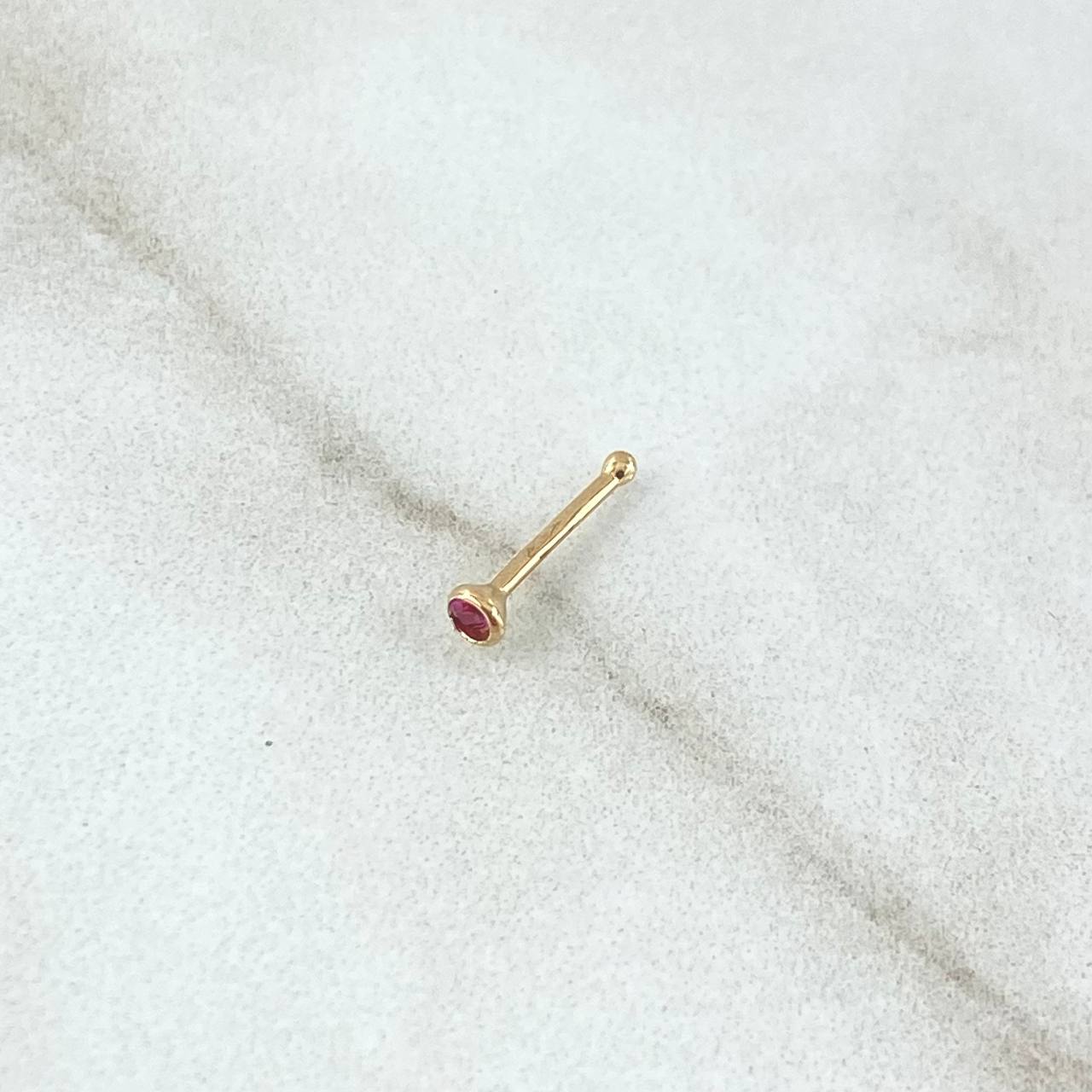 Piercing Chispa Fija Bisel 0.1gr / 1cm / Circon Fucsia Oro Amarillo 18K (Joya)