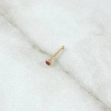 Piercing Chispa Fija Bisel 0.1gr / 1cm / Circon Fucsia Oro Amarillo 18K (Joya)