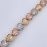 Pulso Reticulado Corazones 19.6gr / 19.5cm / Oro 18K $