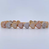 Pulso Reticulado Corazones 19.6gr / 19.5cm / Oro 18K $
