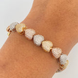 Pulso Reticulado Corazones 19.6gr / 19.5cm / Oro 18K $