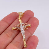 Dije Cruz Cristo Timón 5.25 g / 4.7 cm Tres Oros 18K