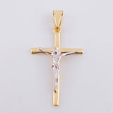 Dije Cruz Cristo 2.15 g / 4.2 cm Dos Oros Amarillo Blanco 18K