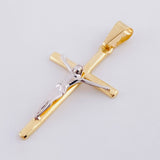 Dije Cruz Cristo 2.15 g / 4.2 cm Dos Oros Amarillo Blanco 18K