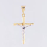 Dije Cruz Cristo 2.15 g / 4.2 cm Dos Oros Amarillo Blanco 18K