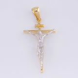 Dije Cruz Cristo 2.35 g / 3.5 cm Dos Oros Amarillo Blanco 18K