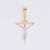 Dije Cruz Cristo 2.35 g / 3.5 cm Dos Oros Amarillo Blanco 18K