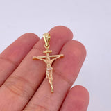 Dije Cruz Cristo 2.4 g / 3.4 cm Dos Oros Amarillo Rosa 18K