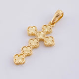 Dije Cruz Trebol Diamantado 2.55 g / 3.4 cm Oro Amarillo 18K