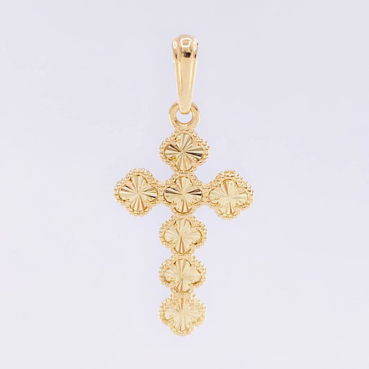 Dije Cruz Trebol Diamantado 5.1gr / 3.9cm / Oro Amarillo 18K
