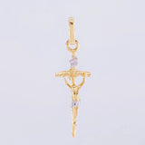 Dije Cruz Cristo 1.35 g / 3.4 cm Dos Oros Amarillo Blanco 18K