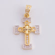Dije Cruz Trebol Tupida 1.6 g / 2.2 cm Dos Oros Amarillo Blanco 18K