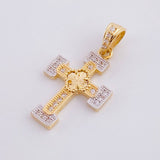 Dije Cruz Trebol Tupida 1.6 g / 2.2 cm Dos Oros Amarillo Blanco 18K