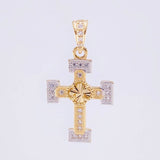 Dije Cruz Trebol Tupida 1.6 g / 2.2 cm Dos Oros Amarillo Blanco 18K
