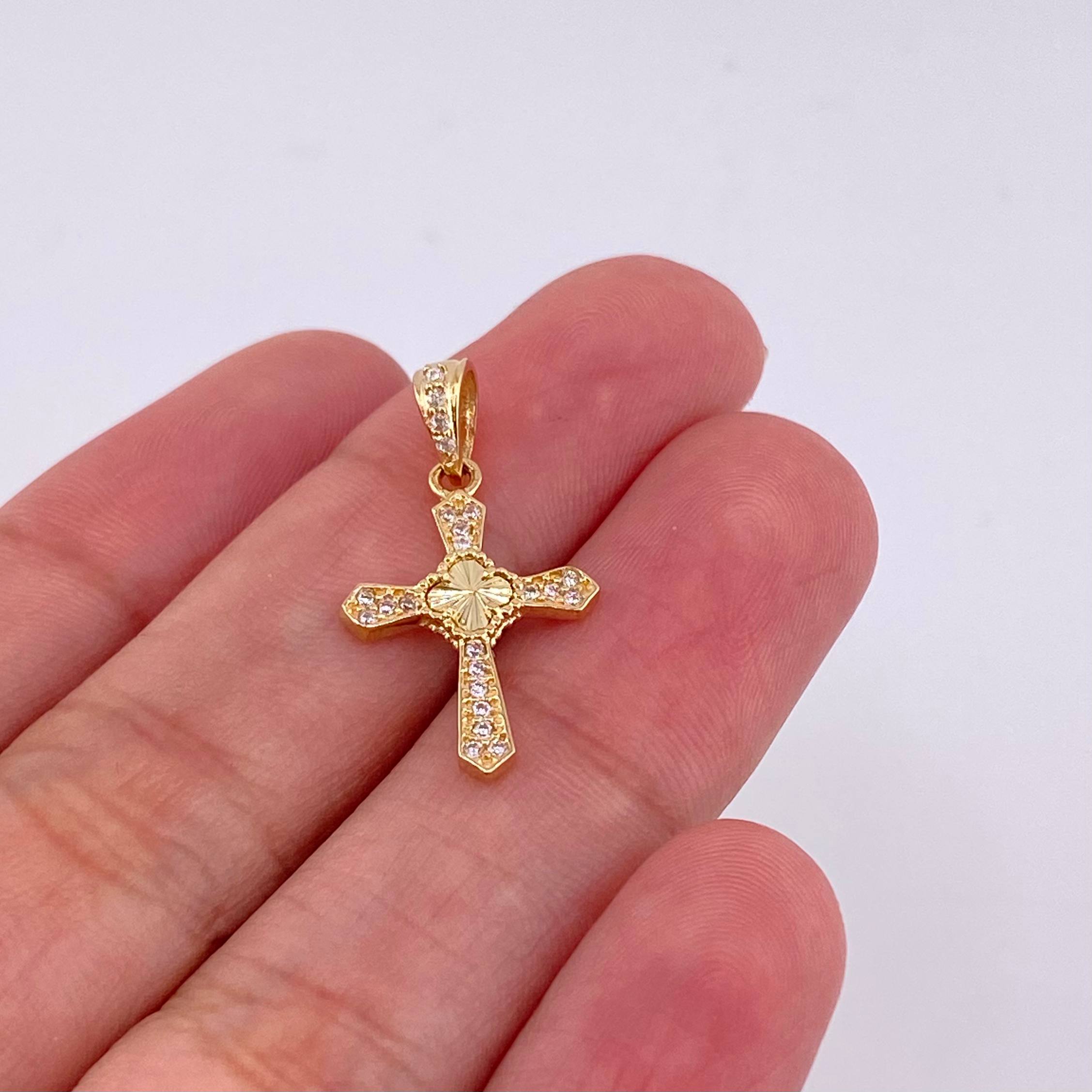 Dije Cruz Trebol Tupida 1.15 g / 2.3 cm Oro Amarillo 18K