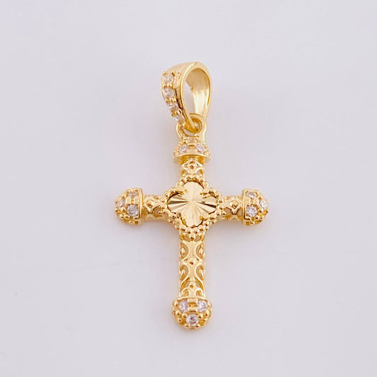 Dije Cruz Trebol Tupida 1.25 g / 2.4 cm Oro Amarillo 18K