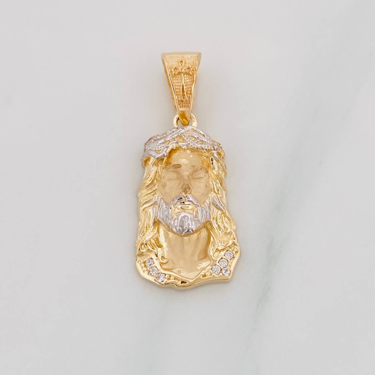 Dije Rostro Cristo 3.45g / 3cm Dos Oros Amarillo Blanco 18K