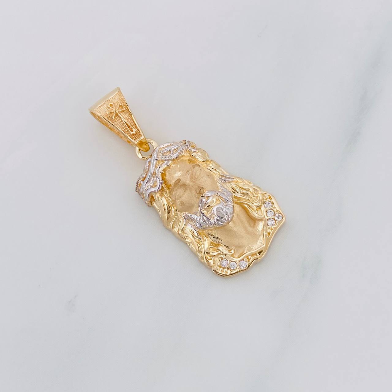 Dije Rostro Cristo 3.45g / 3cm Dos Oros Amarillo Blanco 18K