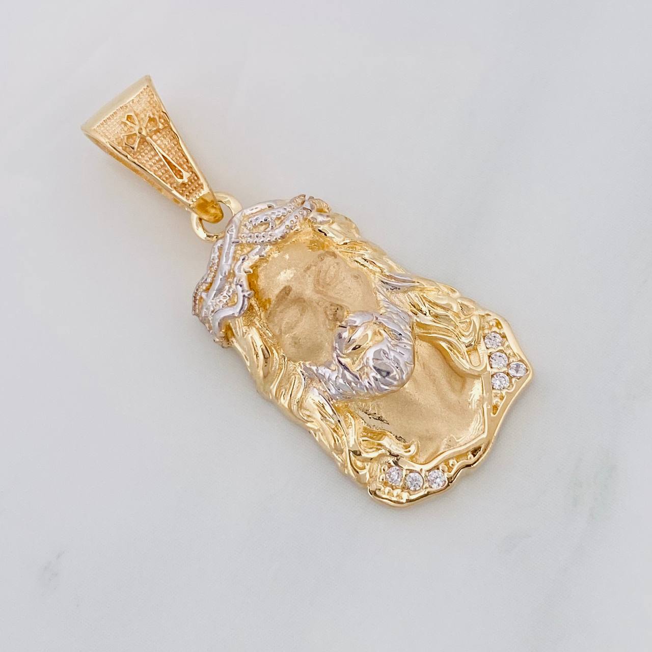 Dije Rostro Cristo 3.45g / 3cm Dos Oros Amarillo Blanco 18K