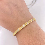 Pulso Aro Tornillo 14.75gr / 17cm / Circones Blancos Oro Amarillo 18K &