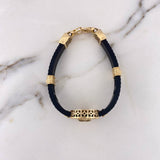 Pulso Cruz 15.6gr / 20cm / Caucho Negro Oro Amarillo 18K #