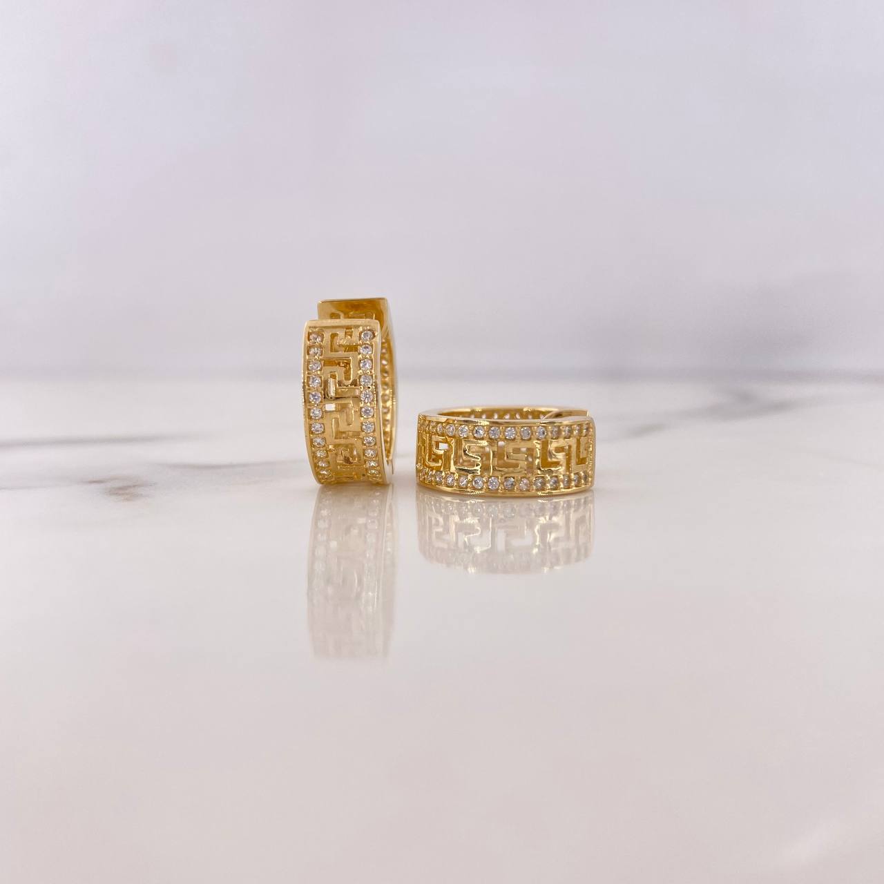 Candongas Tribal 7gr / 1.6cm / Circones Blancos Oro Amarillo 18K #