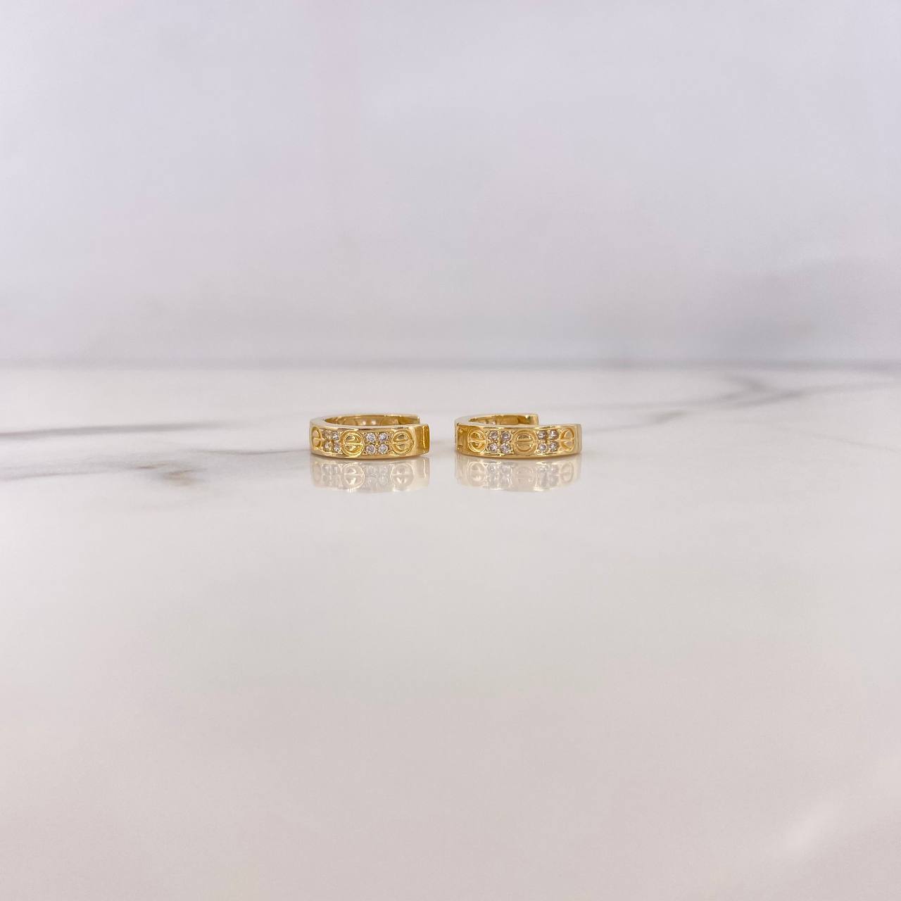 Candongas Tornillo 3.1gr / 1.3cm / Circones Blancos Oro Amarillo 18K #