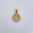Dije Estrella De David 1.45gr / 2.1cm / Circulo Circones blancos Oro Amarillo 18K &