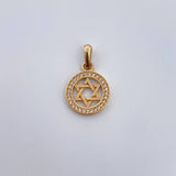 Dije Estrella De David 1.45gr / 2.1cm / Circulo Circones blancos Oro Amarillo 18K &