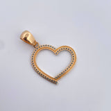 Dije Silueta Corazon 2gr / 3.2cm / Circones Azules Oro Amarillo 18K &