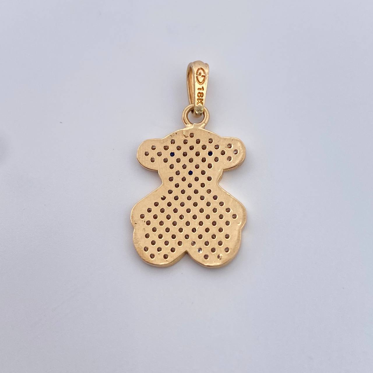 Dije Oso Ts  2.35gr / 2.7cm / Circones Blancos Azules Oro Amarillo 18K &