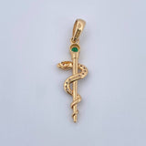 Dije Baston De Hermes 2.3gr / 3.7cm / Circones Blancos Verde Oro Amarillo 18K &