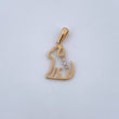 Dije Silueta Perro 1.1gr / 2.3cm / Circones Blancos / Liso Oro Amarillo 18K &