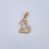 Dije Silueta Perro 1.1gr / 2.3cm / Circones Blancos / Liso Oro Amarillo 18K &