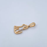 Dije Silueta Perro 1.1gr / 2.3cm / Circones Blancos / Liso Oro Amarillo 18K &