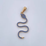 Dije Serpiente 1.75gr / 3.9cm / Circones Azules Negros  Oro Amarillo 18K &