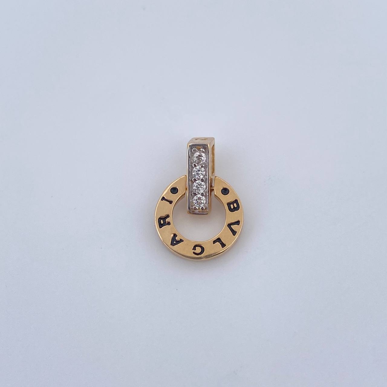 Dije BV 1.4gr / 1.4cm / Circones Blancos Dos Oros Amarillo Blanco 18K &