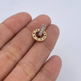 Dije BV 1.4gr / 1.4cm / Circones Blancos Dos Oros Amarillo Blanco 18K &