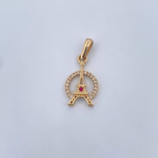Dije Torre Eiffel 1.15gr / 2.3cm / Circones Blancos Rojo Oro Amarillo 18K &