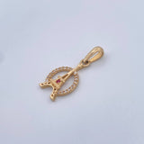 Dije Torre Eiffel 1.15gr / 2.3cm / Circones Blancos Rojo Oro Amarillo 18K &