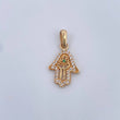 Dije Mano Hamsa 1.6gr / 2.6cm / Circones Blancos Verde Oro Amarillo 18K &