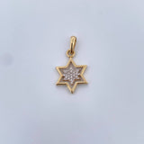 Dije Estrella 1.35gr / 2.4cm / Circones Blancos / Dos Oros Amarillo Blanco 18K &