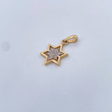 Dije Estrella 1.35gr / 2.4cm / Circones Blancos / Dos Oros Amarillo Blanco 18K &