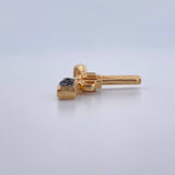 Dije Arma Revolver 2.7gr / 2.2cm / Circones Negros Oro Amarillo 18K &