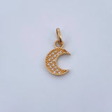 Dije Luna 0.95gr / 2cm / Circones Blancos Oro Amarillo 18K &