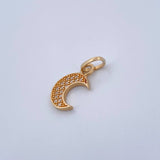 Dije Luna 0.95gr / 2cm / Circones Blancos Oro Amarillo 18K &